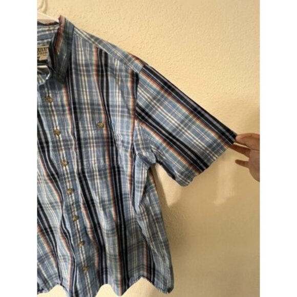 Duluth Trading Plaid Dress Shirt Mens Size 2XL Tall Button 2XLT Blue Red Pocket - Picture 4 of 7